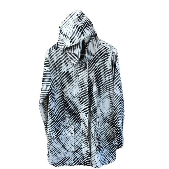 Soft Surroundings Go Lively Shibori Hooded Anorak XL Olive Zip Snap Lined Pocket - Picture 1 of 12